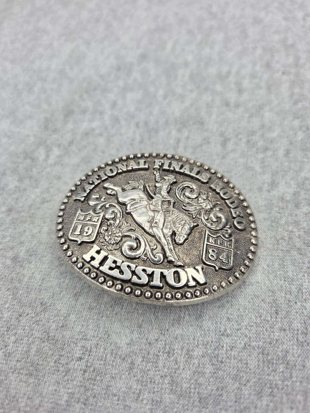 Vintage 1984 Hesston NFR Belt Buckle 2nd Edition Fred Fellows Bronc Rider